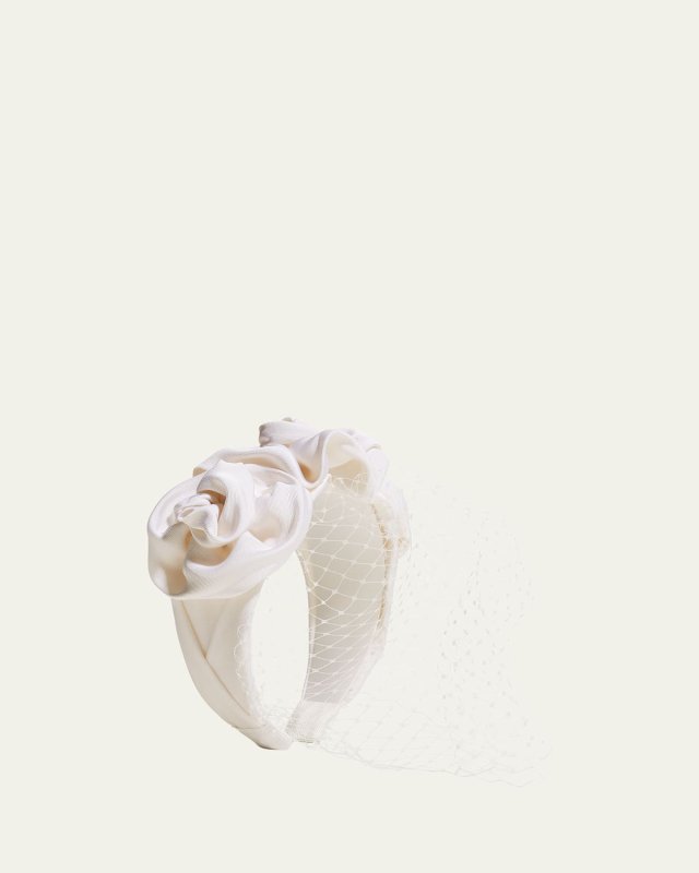 Triple Rosette Voilette Headband w/ Fishnet Veil